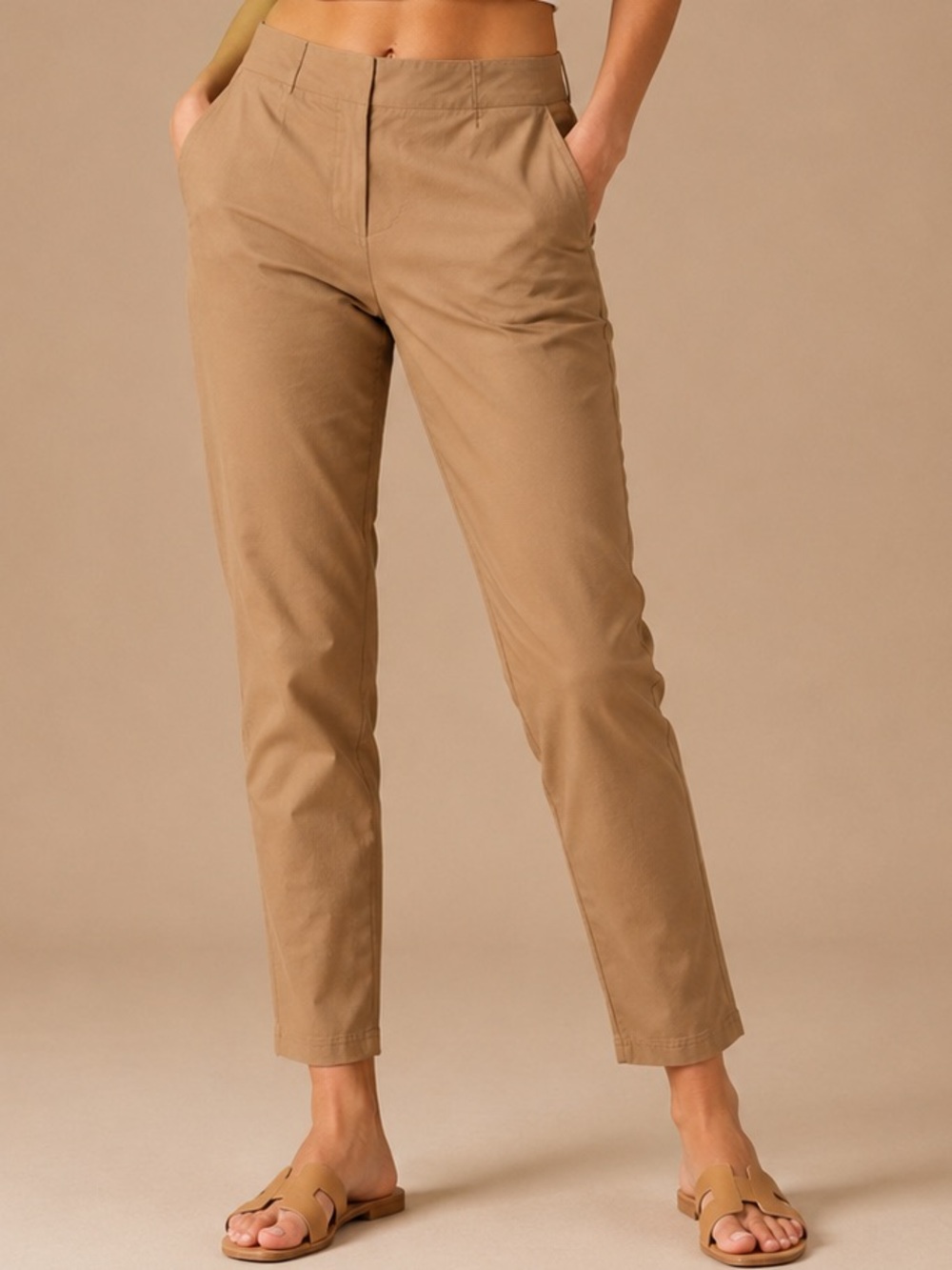 Calvin Klein Camel Tan Slim Ankle Pants Size 12 Quiet Luxury Workwear